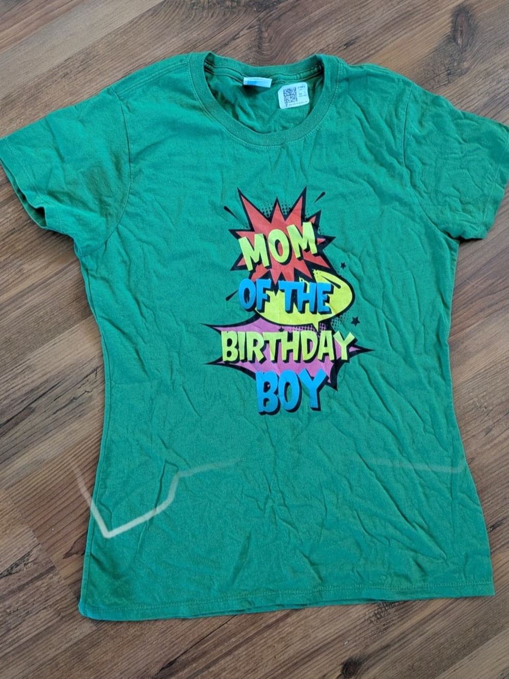 New Mom Of The Birthday Boy 100% Cotton Graphic Cotton Tee